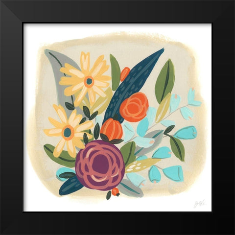 Pop Posy I Black Modern Wood Framed Art Print by Vess, June Erica