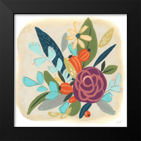 Pop Posy II Black Modern Wood Framed Art Print by Vess, June Erica