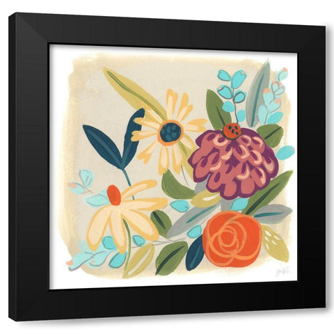 Pop Posy III Black Modern Wood Framed Art Print with Double Matting by Vess, June Erica
