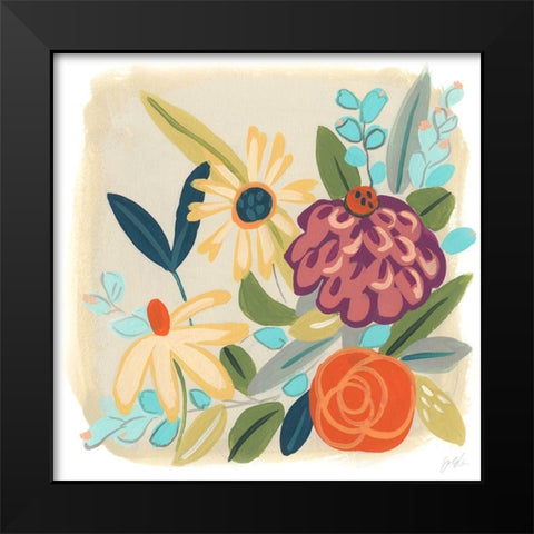 Pop Posy III Black Modern Wood Framed Art Print by Vess, June Erica