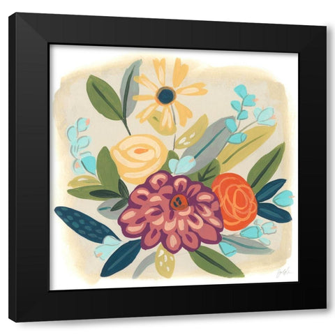 Pop Posy IV Black Modern Wood Framed Art Print with Double Matting by Vess, June Erica
