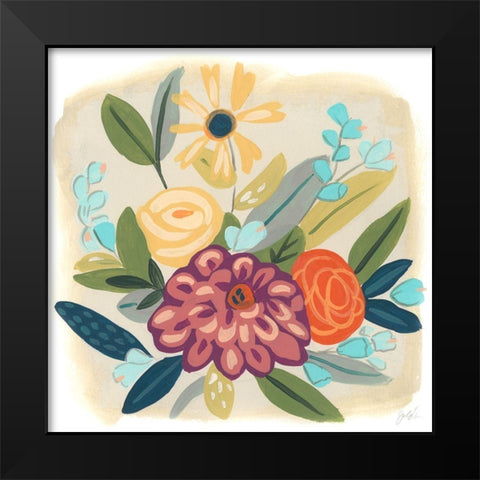 Pop Posy IV Black Modern Wood Framed Art Print by Vess, June Erica