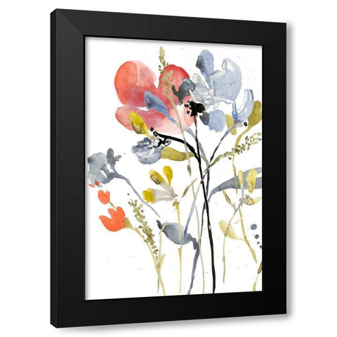 Flower Overlay I Black Modern Wood Framed Art Print with Double Matting by Goldberger, Jennifer