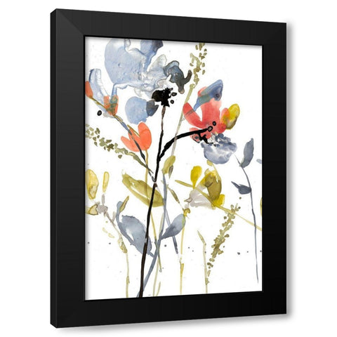 Flower Overlay II Black Modern Wood Framed Art Print with Double Matting by Goldberger, Jennifer