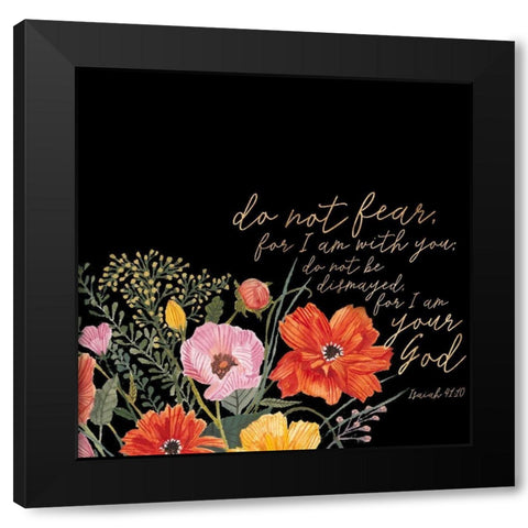 Floral Faith III Black Modern Wood Framed Art Print with Double Matting by Studio W