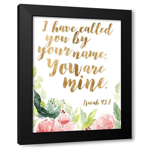 Grace Words Floral I Black Modern Wood Framed Art Print by Studio W