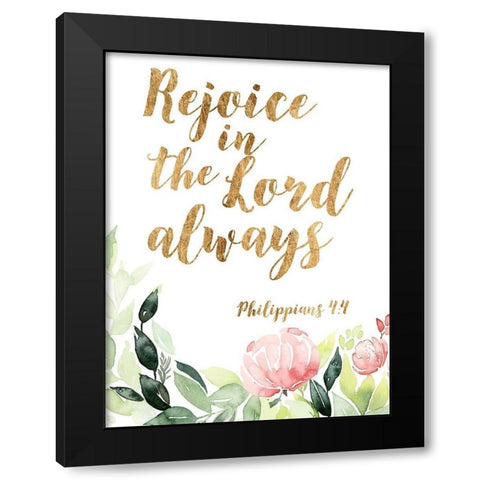 Grace Words Floral II Black Modern Wood Framed Art Print by Studio W