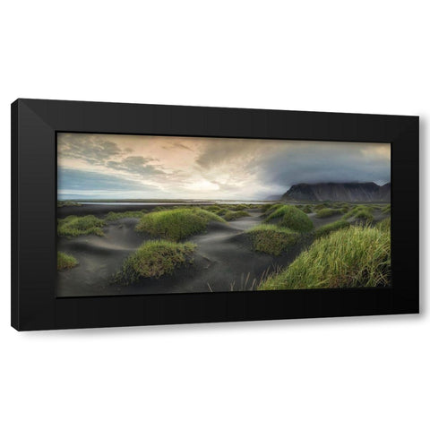Black Dunes Panorama Black Modern Wood Framed Art Print with Double Matting by Head, Danny