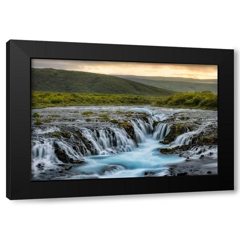 Evening at Bruarfoss Black Modern Wood Framed Art Print by Head, Danny
