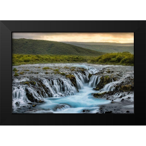 Evening at Bruarfoss Black Modern Wood Framed Art Print by Head, Danny
