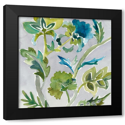 Batik Vines I Black Modern Wood Framed Art Print with Double Matting by Zarris, Chariklia