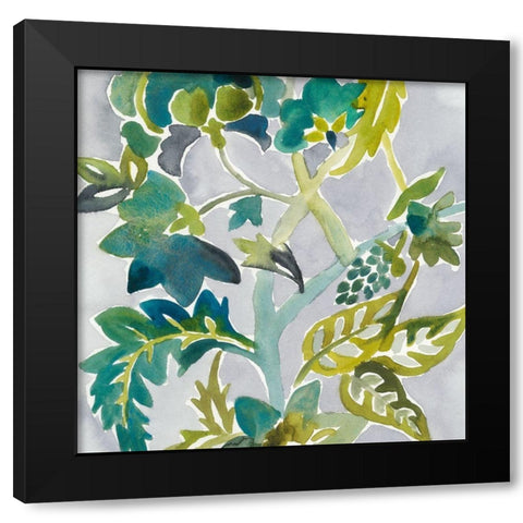 Batik Vines II Black Modern Wood Framed Art Print with Double Matting by Zarris, Chariklia