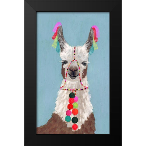 Adorned Llama I Black Modern Wood Framed Art Print by Borges, Victoria