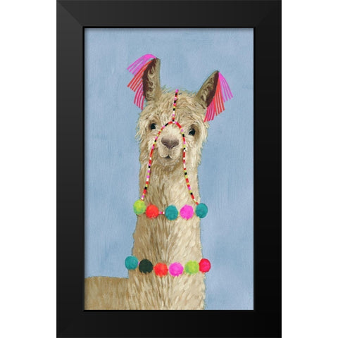 Adorned Llama III Black Modern Wood Framed Art Print by Borges, Victoria