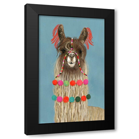 Adorned Llama IV Black Modern Wood Framed Art Print with Double Matting by Borges, Victoria