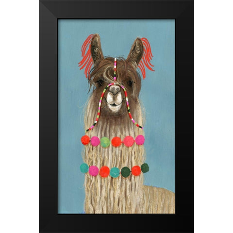 Adorned Llama IV Black Modern Wood Framed Art Print by Borges, Victoria