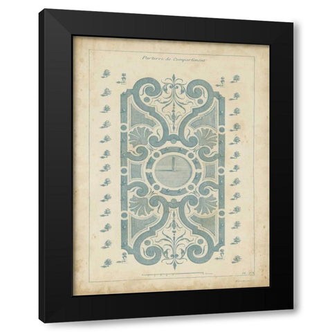 Garden Design in Blue I Black Modern Wood Framed Art Print by d Argenville, DeZallier