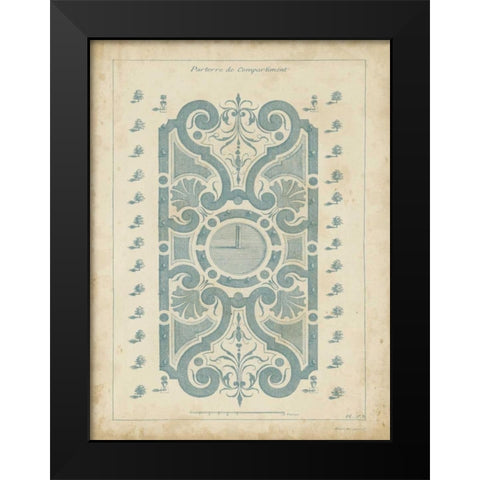 Garden Design in Blue I Black Modern Wood Framed Art Print by d Argenville, DeZallier