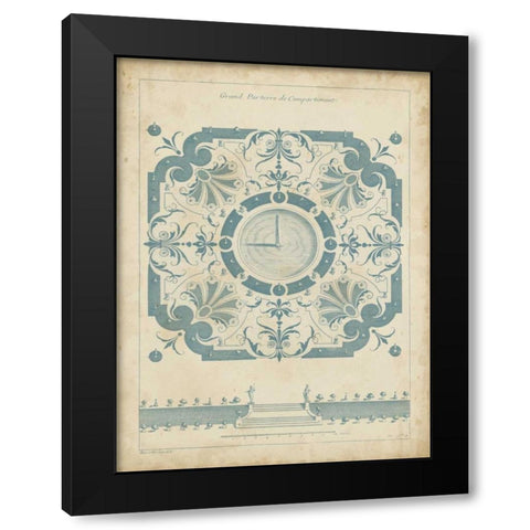 Garden Design in Blue II Black Modern Wood Framed Art Print with Double Matting by d Argenville, DeZallier