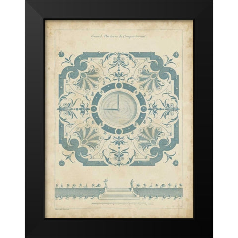 Garden Design in Blue II Black Modern Wood Framed Art Print by d Argenville, DeZallier