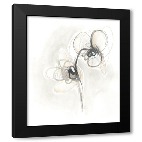Neutral Floral Gesture I Black Modern Wood Framed Art Print with Double Matting by Vess, June Erica
