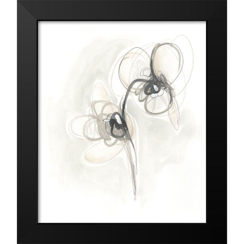 Neutral Floral Gesture I Black Modern Wood Framed Art Print by Vess, June Erica