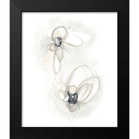 Neutral Floral Gesture III Black Modern Wood Framed Art Print by Vess, June Erica