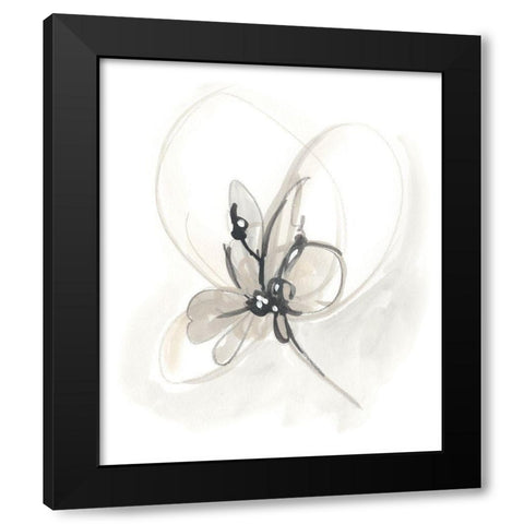 Neutral Floral Gesture VI Black Modern Wood Framed Art Print by Vess, June Erica