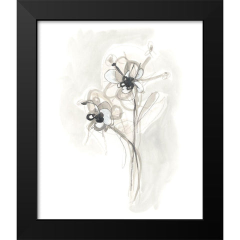 Neutral Floral Gesture VII Black Modern Wood Framed Art Print by Vess, June Erica