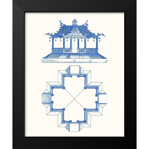 Pagoda Design II Black Modern Wood Framed Art Print by Vision Studio