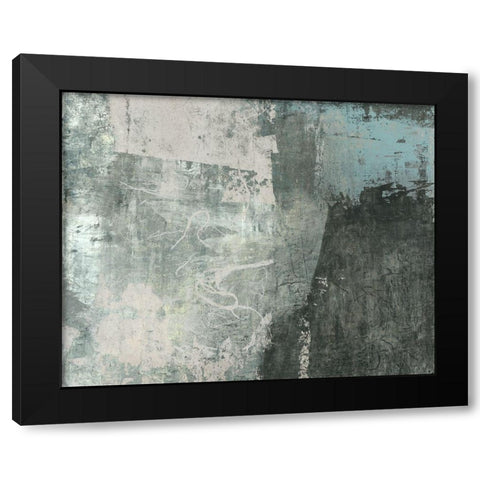 Black and Grey and Blue I Black Modern Wood Framed Art Print by Ray, Elena