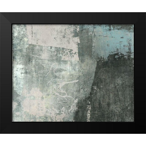 Black and Grey and Blue I Black Modern Wood Framed Art Print by Ray, Elena