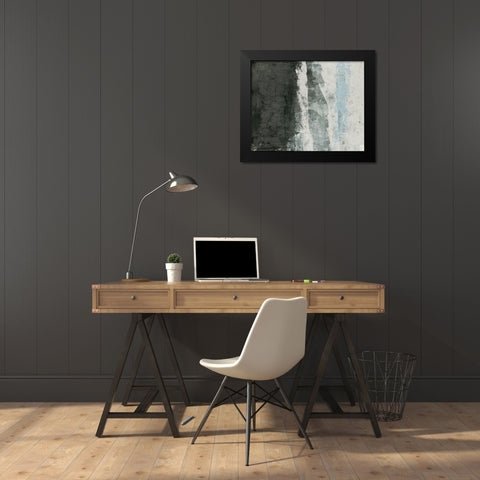 Black and Grey and Blue II Black Modern Wood Framed Art Print by Ray, Elena