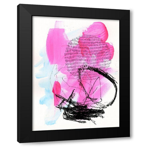 Neon Flamingos II Black Modern Wood Framed Art Print with Double Matting by Parker, Jennifer Paxton