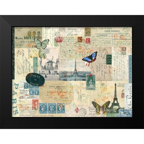 Postcards of Paris I Black Modern Wood Framed Art Print by Lloyd, Sandy