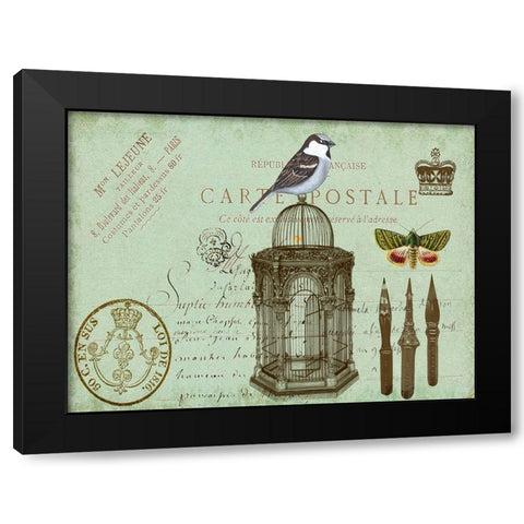 Postcards of Paris II Black Modern Wood Framed Art Print by Lloyd, Sandy