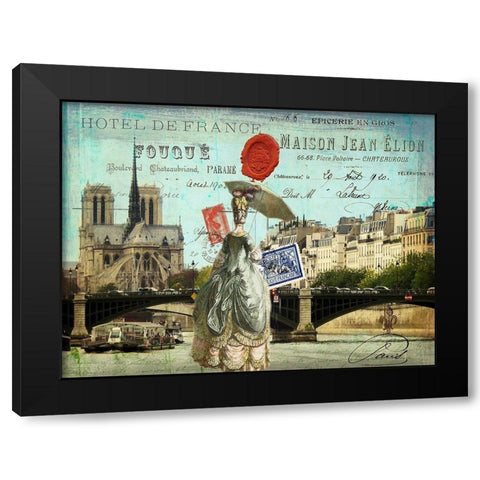 Postcards of Paris VI Black Modern Wood Framed Art Print by Lloyd, Sandy