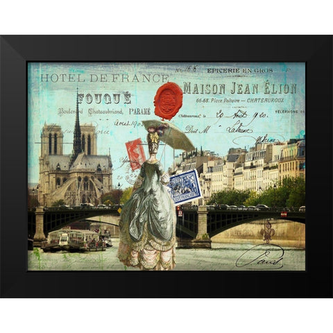 Postcards of Paris VI Black Modern Wood Framed Art Print by Lloyd, Sandy