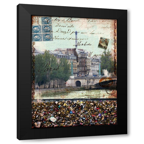 Postcards of Paris IX Black Modern Wood Framed Art Print by Lloyd, Sandy