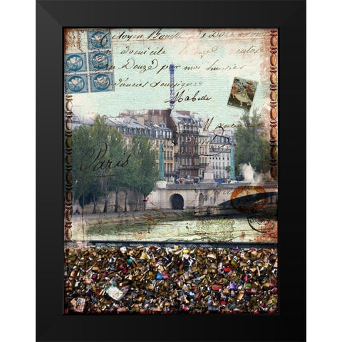 Postcards of Paris IX Black Modern Wood Framed Art Print by Lloyd, Sandy