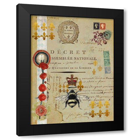 Postcards of Paris XIII Black Modern Wood Framed Art Print with Double Matting by Lloyd, Sandy