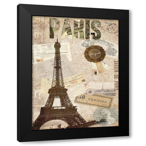 Postcards of Paris XIV Black Modern Wood Framed Art Print by Lloyd, Sandy