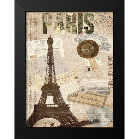 Postcards of Paris XIV Black Modern Wood Framed Art Print by Lloyd, Sandy