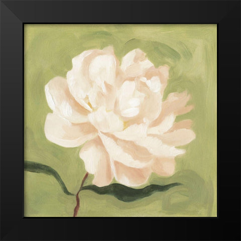 Peony on Olive I Black Modern Wood Framed Art Print by Scarvey, Emma