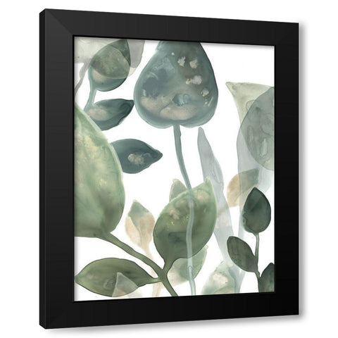 Water Leaves I Black Modern Wood Framed Art Print with Double Matting by Vess, June Erica