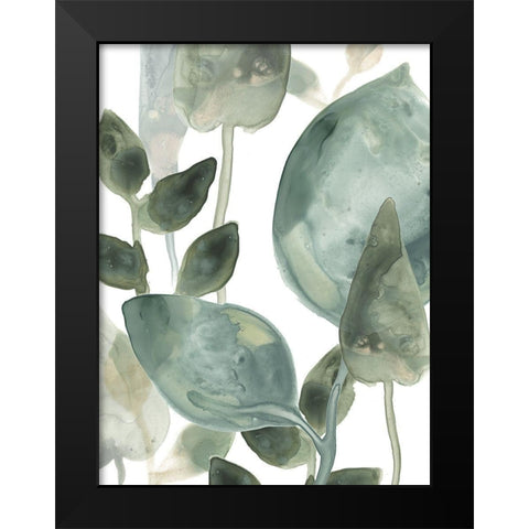 Water Leaves II Black Modern Wood Framed Art Print by Vess, June Erica