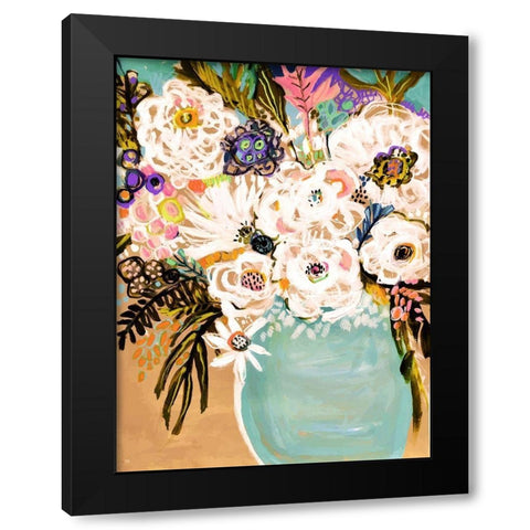 Summer Flowers in a Vase I Black Modern Wood Framed Art Print by Fields, Karen