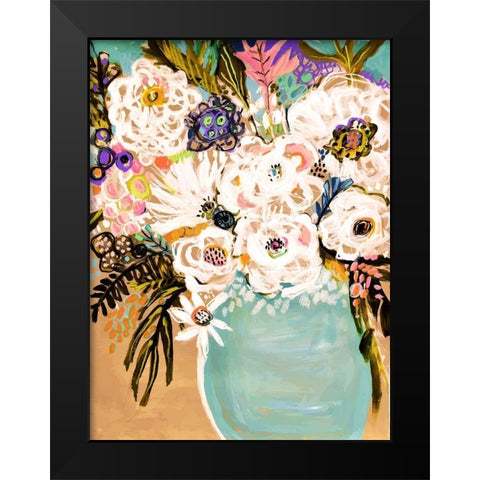 Summer Flowers in a Vase I Black Modern Wood Framed Art Print by Fields, Karen