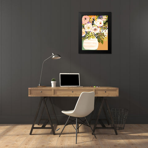 Summer Flowers in a Vase II Black Modern Wood Framed Art Print by Fields, Karen
