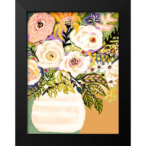 Summer Flowers in a Vase II Black Modern Wood Framed Art Print by Fields, Karen